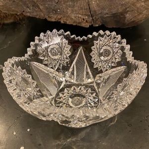 Cut glass Bowl Scalloped Sawtooth Edge, 5.5" diameter